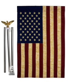 4th of July American Flag Eagle Pole Kit for Independence Day Vintage Applique US Wall Hanging Grave Decoration Sign Memorial Veterans Day USA Poster Door Canvas Room Tapestry for Dad