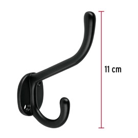 Hermex PEPU-16, Gancho doble largo y corto tipo perchero color negro