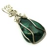 Malachite Gemstone Sterling Silver Wire Wrapped Pendant 03