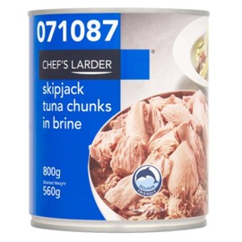 Chef's Larder Skipjack Tuna Chunks in Brine, 800g, Drained Weight 560g