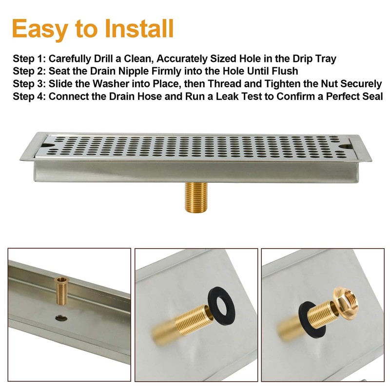 Drain Assembly For Drip Tray - 1/2" NPT Brass Auto