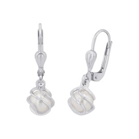 Amor Women's Earrings 925 Sterling Silver with Synthetic Zirconia Comes in Jewellery Gift Box, Silver 925, Silver, Pearl
