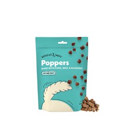 Wiggles & Wags Poppers Soft and Chewy Dog Treats, Pork, Beef & Blueberry, 8 OZ