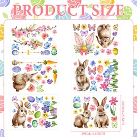 Eersida Eersida 6 Sheets Large Easter Wall Decals Easter Wall Stickers Bunny Eggs Branches Spring Rabbit Flower Butterfly Carrot Window Clings for Wall Home Living Room Kitchen Decor