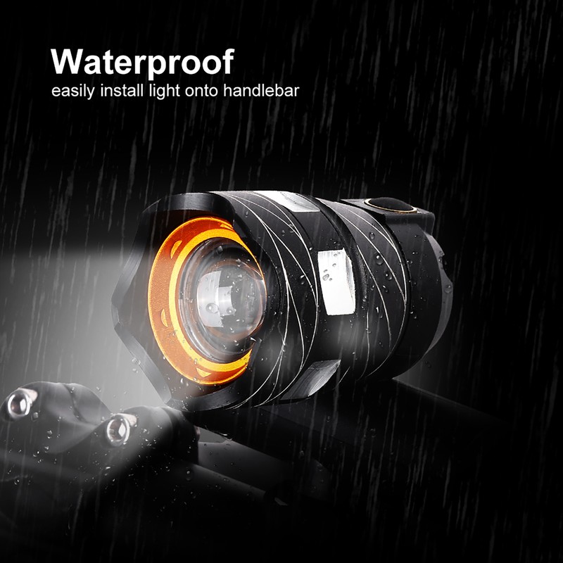 Bike Headlight USB Rechargeable Waterproof Bicycle Handlebar Front Light Cycling