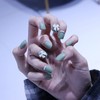 24pcs Nail Tips Butterfly Nail Pearl Apple Green for Wedding,