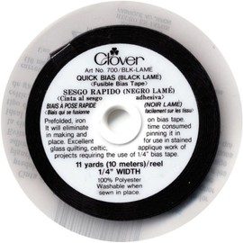 CloverQuick Bias Fusible Bias Tape, 1/4-Inch Wide by 11-Yard, Black Lame