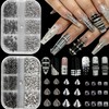 2Boxes 12Grids Mini Punk Nail Studs Square Cone Spike Spire