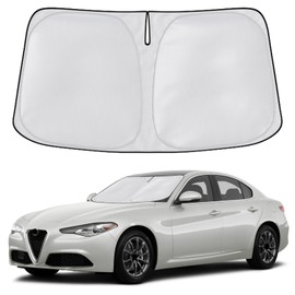 SONRUIJIE Front Windshield Sun Shade Compatible with Alfa Romeo Giulia 2017-2025, Sunshade Foldable Sun Visor Protector Blocks UV Rays Keep Your Car Cooler