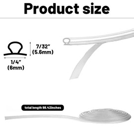 Tondiamo Shower Door Side Seal Glass Translucent Shower Door Side Seal Strip PVC Bulb Shower Door Side Seal Door Soft Clear Bulb Seal for Gap Shower Door(7/32 x 98.4 Inches, 4 Rolls)