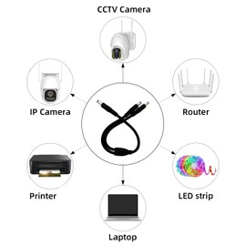 IMIYORE DC Power Splitter 5.5mmx2.5mm 1Male to 2Male 12V Power Splitter for LED Strip Light CCTV Surveillance Camera Router 2pcs