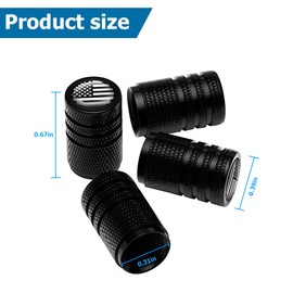 Osilly American Flag Tire Valve Stem Cap, 4 Pcs Aluminum Alloy Valve Stem Covers, Heavy Duty Leak-Proof Stem Caps, Airtight Tire Accessories for Car Trucks Motorcycles Bikes (Black/Black)