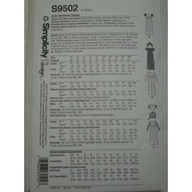 Simplicity Regency Gown Empire Waist Misses size 10-18 Simplicity 9502 Sewing Pattern