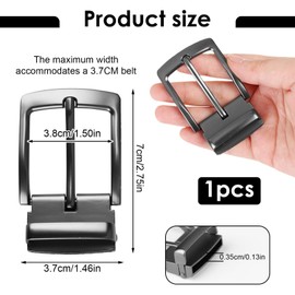 Belt Buckle 28 mm to 38 mm, Belt Buckle 35 mm Stainless Steel, Belt Buckle Stainless Steel Solid, Single Prong Square Belt Buckle for Men and Women, Replacement for Leather Belt, Ideal for DIY Belts,