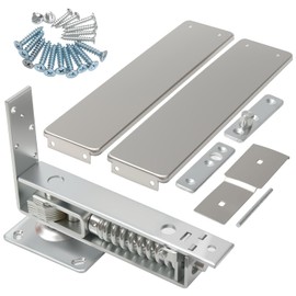 Bisagra de resorte de doble acción, bisagra de puerta giratoria de acero inoxidable plateado con eje telescópico ajustable para puerta de madera del hogar