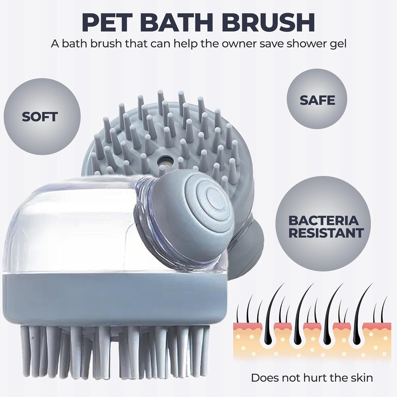 Multi-Functional Shower & Shampoo Massage Brush with Built-in Dispenser,Bristles Soft