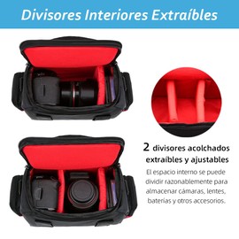 Mochila para Cámara Fotográfica Profesional, Bolsa para Cámara Impermeable con Separadores Acolchados, Bolso para Cámara Grande con Bolsillos Laterales, Compatible con Cámaras Canon/Nikon/Sony/Lumix