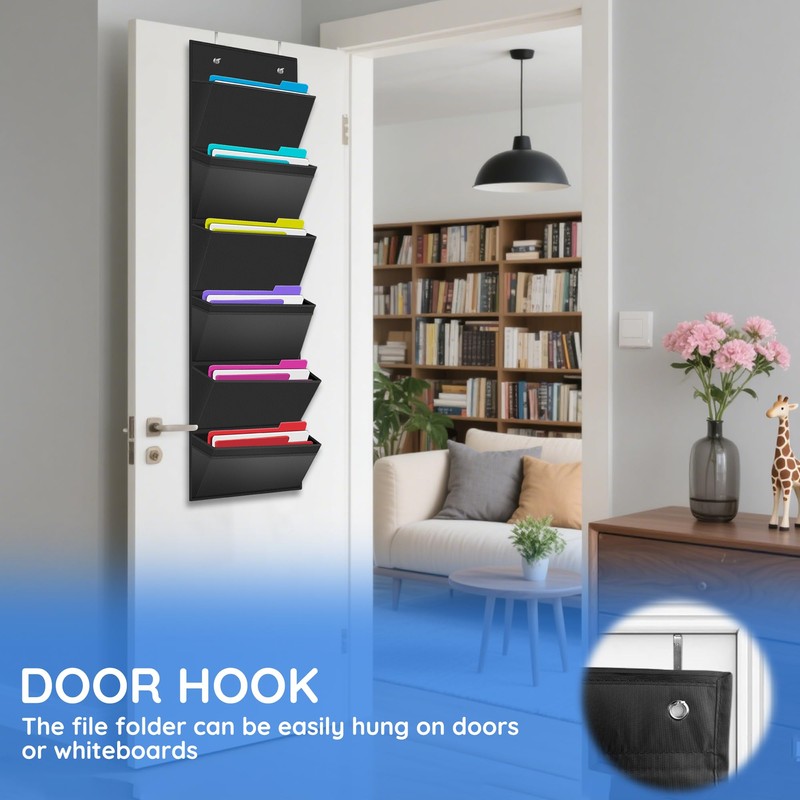 ZKOO Over the Door File Organizer, Hanging Mount File Folders