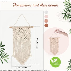 Bailinks Macrame Wall Hanging, Handmade Woven Tapestry, Boho Chic Wall Decor for Bedroom, Living Room, Dorm (A)