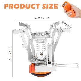 UPIQNG Mini Gas Stove Outdoor Gas Stove Portable Lightweight Cooking Stove Piezo Ignition Gas Stove with Case,Small Backpack Stove for Camping Hiking Travel (Orange)