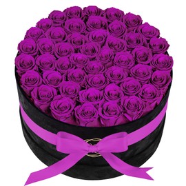 47 Flowers in a Luxury Suede Box, Birthday Gifts for Women, Preserved Flowers, Mothers Day Roses Gift for Mom, Bossy Pink