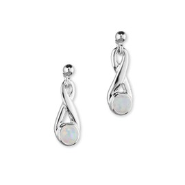 Ortak 925 Sterling Silver Handmade Drop Earrings in Infinity Knot Design With Created White Opal Scottish Fine Jewellery Made In Scotland
