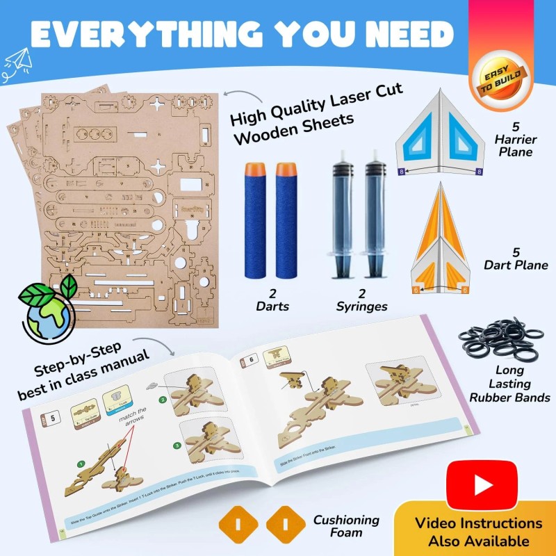 Smartivity STEM Mechanical Airplane Launcher Kit for Kids Ages 6