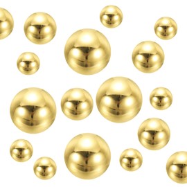 sourcing map 300Pcs Faux Pearl for Crafting, 8/14/20mm No Hole ABS Round Pearls for Vase Fillers, Jewelry Making, Cosmetic Boxes, DIY Parts, Table Scatter, Home Decoration, Gold