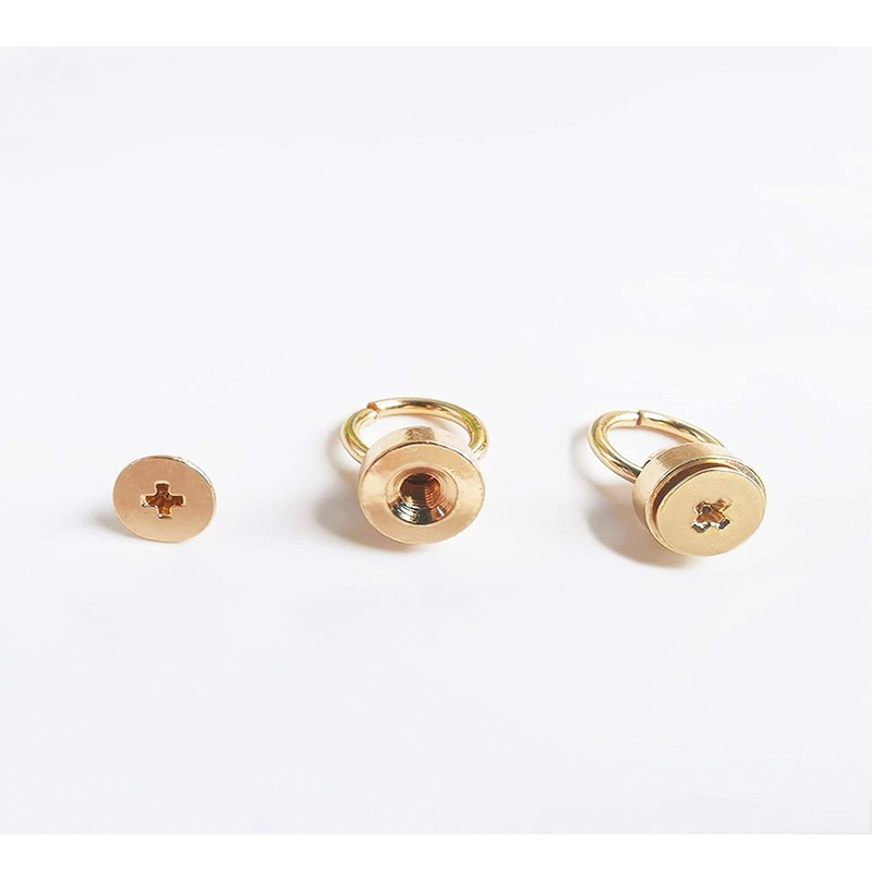Cohentbliss Brass Studs Screw Ring Rivets with Ring Gold Brass