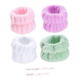 MAGICLULU 4pairs Plush Spa Wash Bands Wrist Towels for Face Cleaning Elastic Wrist Wraps for Women Gym Spa Use