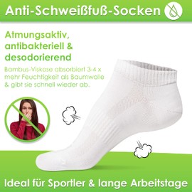 PAIXX Premium Bamboo Trainer Socks Pack of 8, 43-46 & 39-42, Men & Women - Breathable, Antibacterial Ankle Socks Against Sweaty Feet - Lint-Free Anti Odour Bamboo Socks, white 8 pair