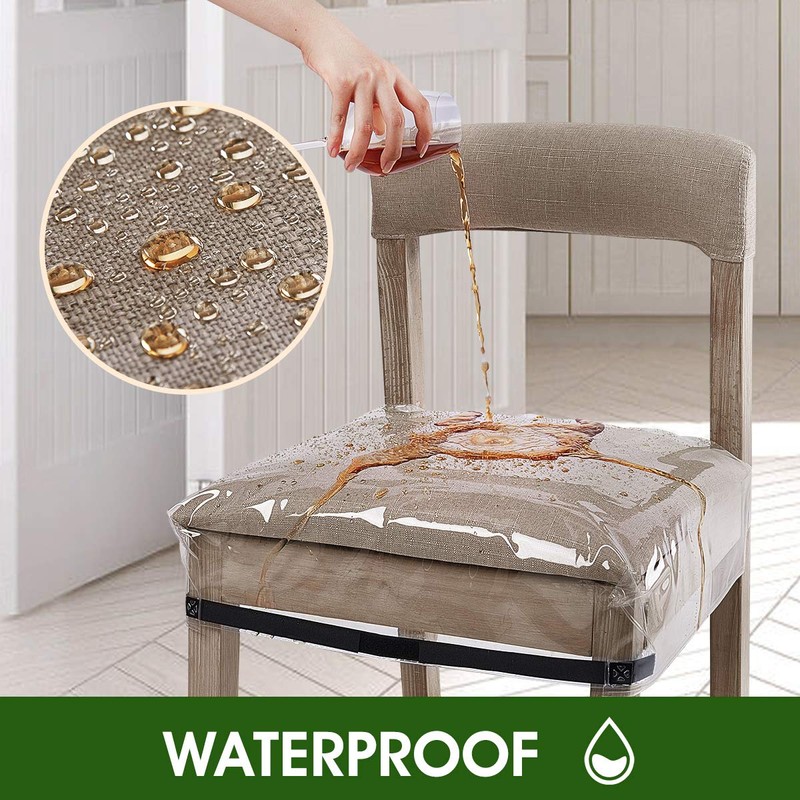 SIWUTIAO 2 Pack Clear Plastic Dining Chair Covers, Reusable Thickened