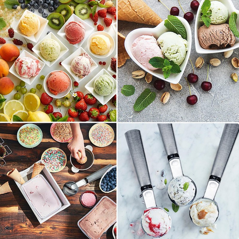 Ice Cream Scoop,Portable Stainless Steel Ice Cream Scoop with Trigger