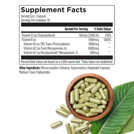 Premium D3/K2 - Full Spectrum Vitamin K2 MK7 + MK4 + D3 2000iu + K1, Daily D3 + K1/K2 Supplement, Highly Bioavailable VIT D Supplements and Vitamins for Strong Bones & Immune Support - 30 Capsules