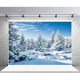 Pnylzzyxh Winter Snowy Forest Backdrop White Snow Xmas Trees Wintry Scene Alps Backdrop Christmas New Year Eve Party Decorations Supplies Banner Photography Background Studio Props 10x8ft