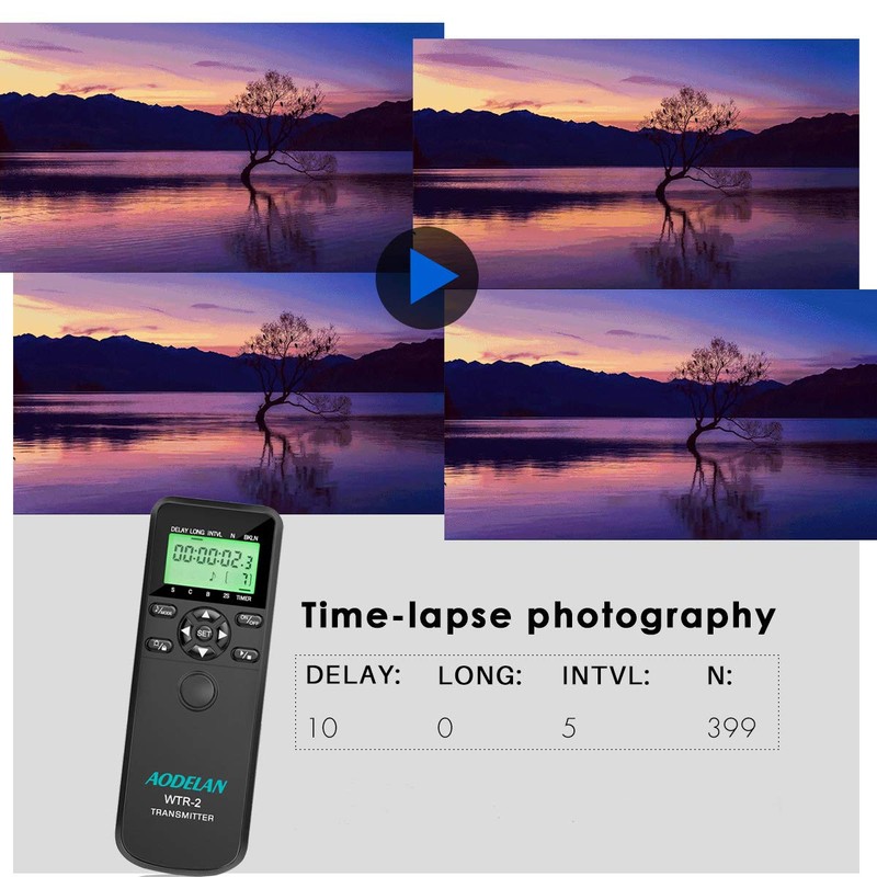 AODELAN WTR2 Kabelloser Fernauslöser Timer Kabelfernauslöser für Canon EOS R,