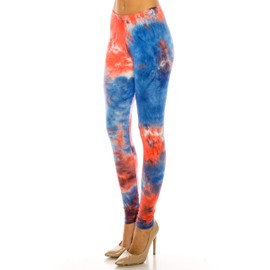Eevee Women's Basic Comfort Stretch Soft Solid and Stylish Print Leggings BAT#3 (Tropical Breeze tie Dye, One Size)