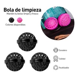 Bola Limpiadora Bolsos Mochilas Esfera De Polvo Suciedad 3pz Color Negro                                                                              