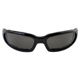 Global Vision Marilyn 3 Motorcycle Sunglasses for Women Black Frame w/Bling Rhinestones & Smoke Lens Great on Smaller Faces