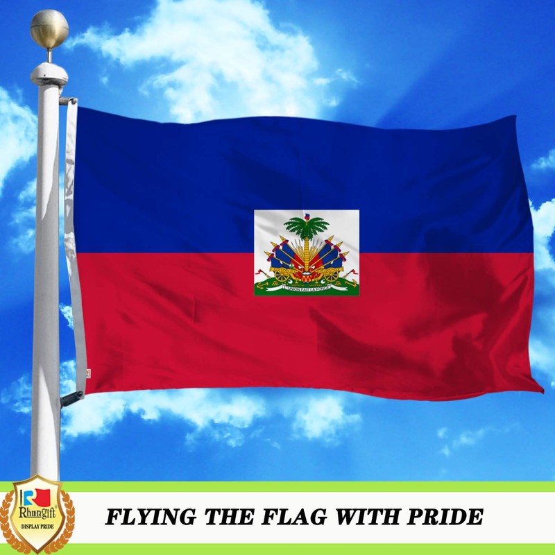 Haiti Flag 3 X 5 Ft,Canvas Header and Double Stitched