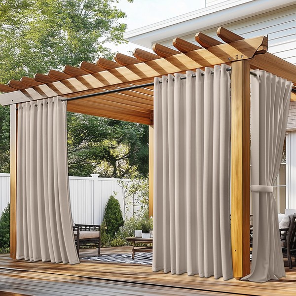 Royal Shade Waterproof Outdoor Curtains for Patio, Premium Blackout Privacy