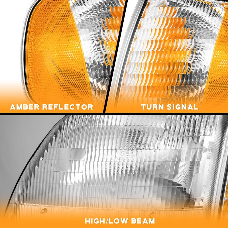 WEELMOTO Headlights Assembly for 1997-2003 F150 / 1997-2002 Ford Expedition