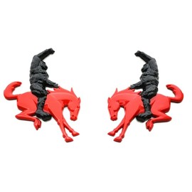 Add-A-Saquatch Emblem Compatible with Your Bronco,3D Left Right Tailgate Badge - Universal Raised Design, Automotive with Horse Emblem Set (Red)