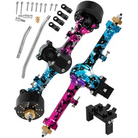 Front Rear Portal Axles (+5mm Wider on Each Side) Upgrades Part for 1/24 SCX24 C10 JLU Gladiator Bronco Deadbolt 1/24 RC Crawler,BRCatWPark Aluminum +5mm Widened Portal Axles,Colorful(Pink Blue Tone)