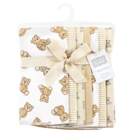 Hudson Baby Unisex Baby Cotton Flannel Burp Cloths, Teddy Bears 7 Pack, One Size