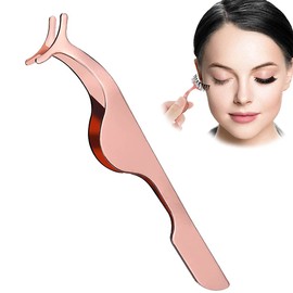Eyelash Applicator Tool Stainless Steel,Eyelashes Clip for Loading and Unloading False Eyelashes(Rose Gold)