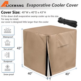 Down Draft Evaporative Cooler Cover,Heavy Duty 600D Protection Rain and Snow Swamp Cooler Cover,Equipped with 2 Bayonet Straps for Down Draft Swamp Cooler Weatherproof Covers.40"W x 40"D x 43"H