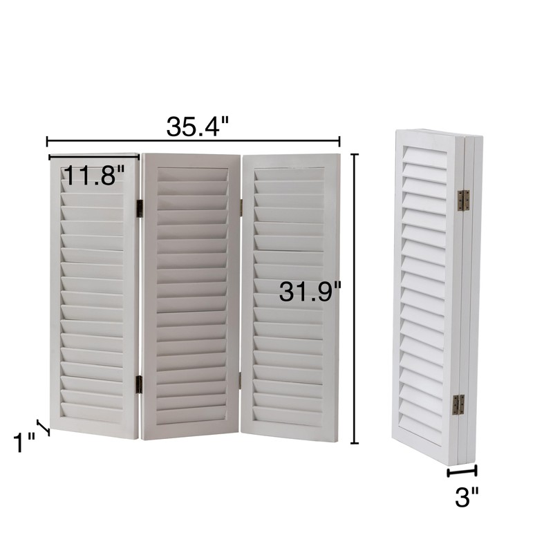 SOFE Wood Short Room Divider 3 Panel, 2.6 Ft Tall