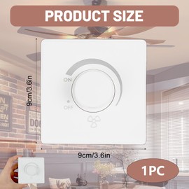 Wall Switch, Type 86 Ceiling Fan Speed Controller, 10A AC 220V, Continuous Speed Wall Switch for Ceiling Fan, White