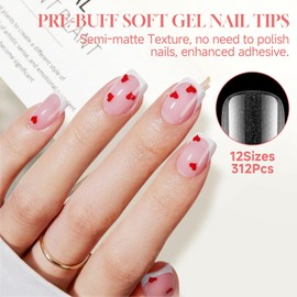 UNA GELLA UNA GELLA Short Square Nail Tips 312pcs Square Fake Nails Pre-file Soft Gel Nails Tips for Full Cover Acrylic Nails False Nails12 Sizes Press on Nails For Gel Nail Extensions Home DIY Nail Salon